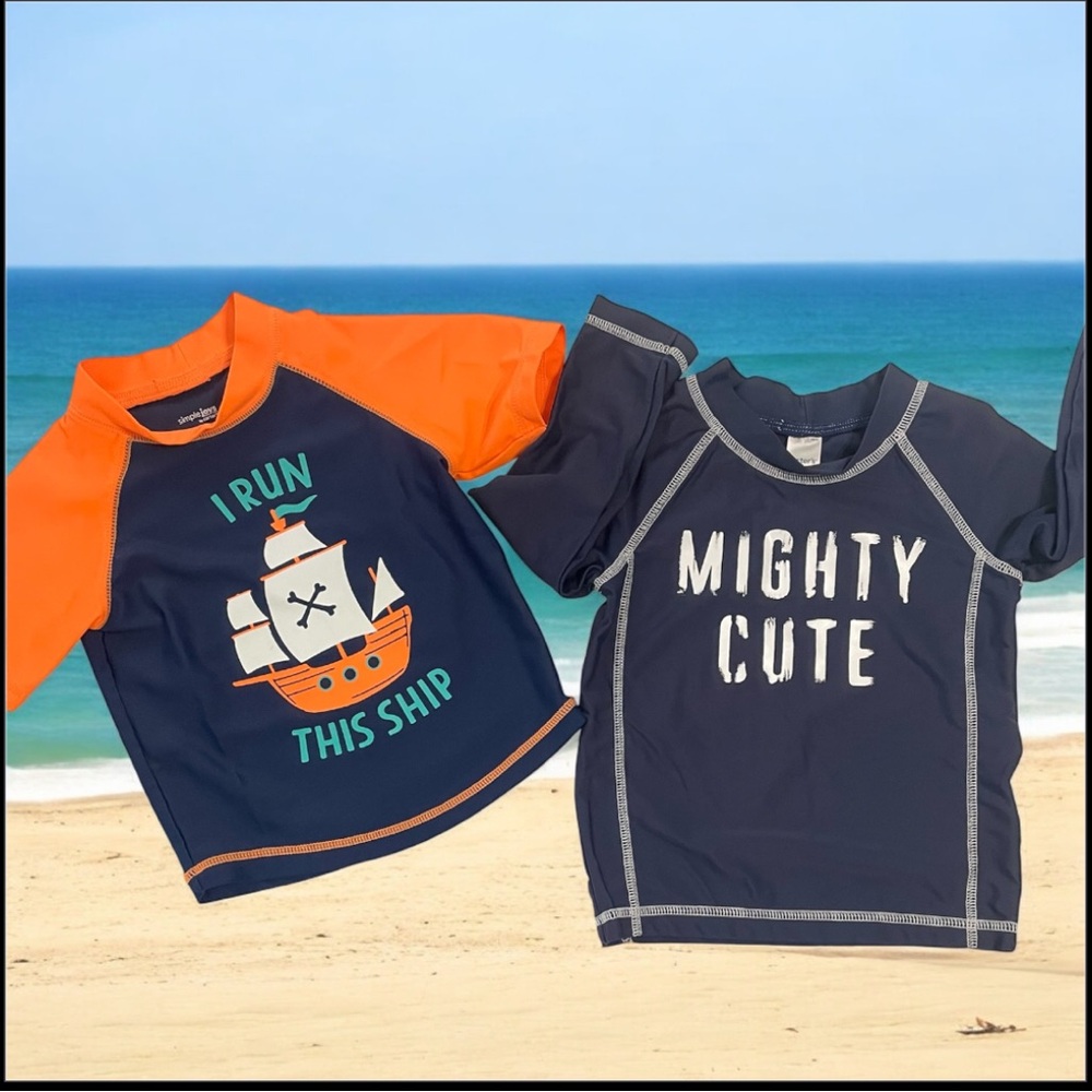 Carter's Orange and Navy Boys Swim Rashguard Set